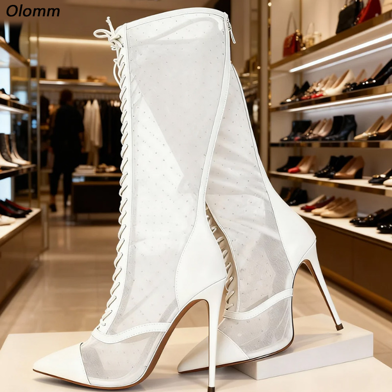 Guipure Lace Panel - Olomm Artisan Crafted Sheer Mesh Boots
