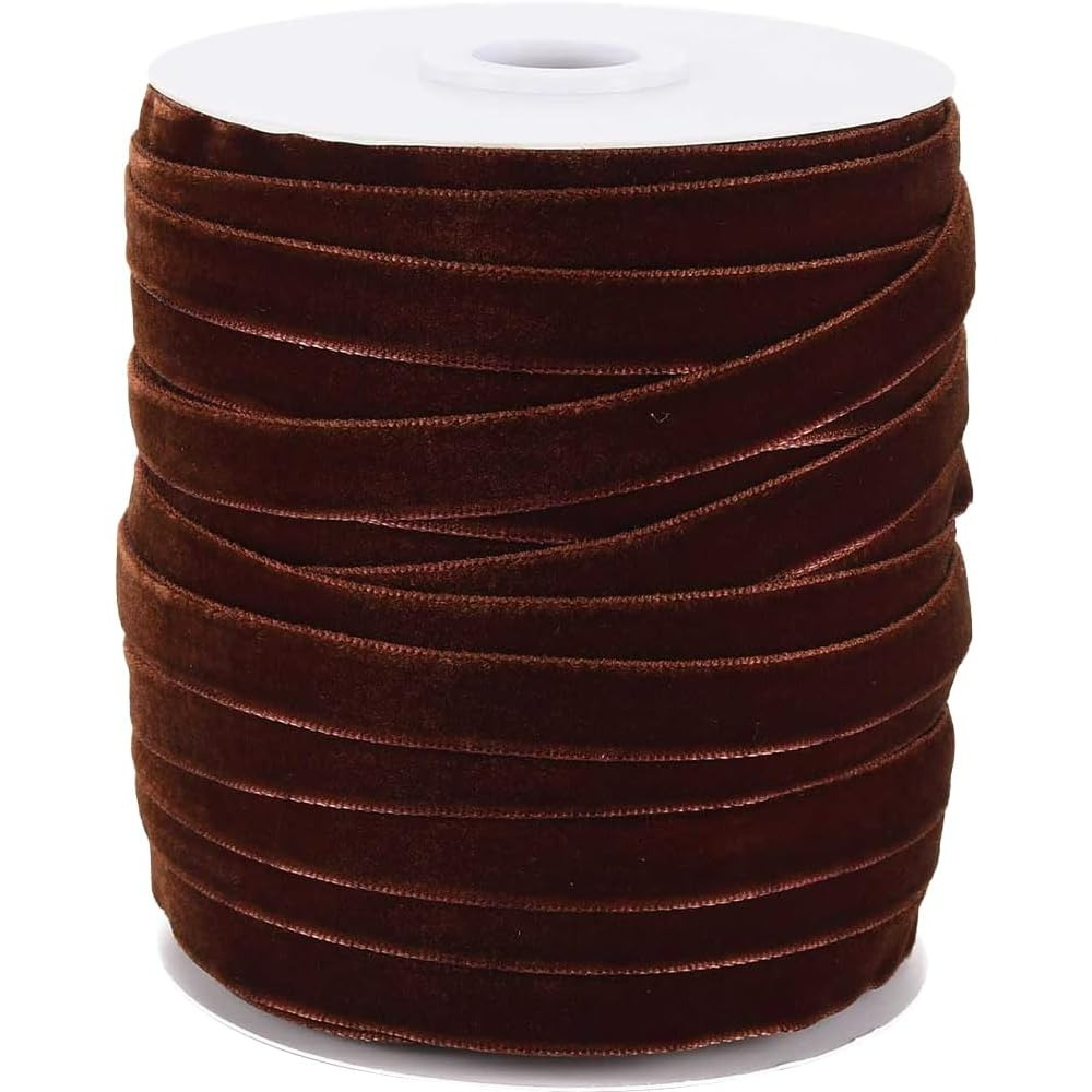 Velvet Ribbon Roll - 50 Yards 3/8 Inch Coconut Brown