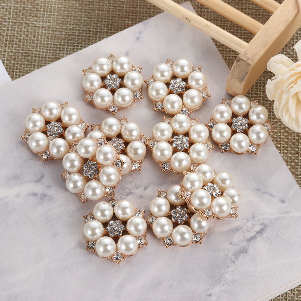Embellishments For Scrapbooking - Beautiful Pearl Water Diamond Buckle Flower