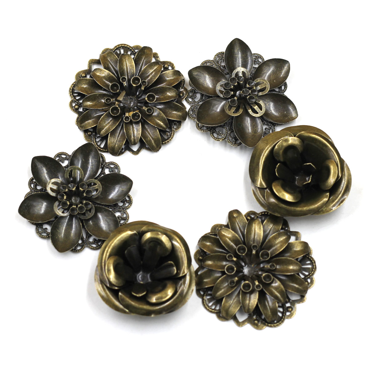 Embellishment Crafts - 6Pcs Embellishments Combination Flower Pattern Filigree