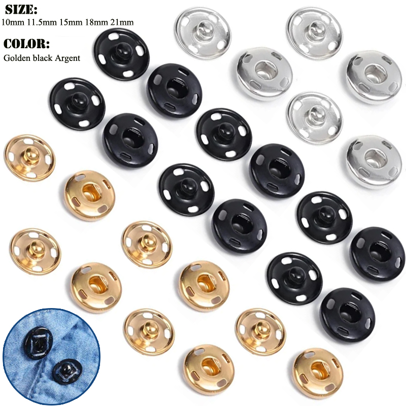 Iron On Stud Set - 10/50 Set 8-10mm Metal Sew-on Snap
