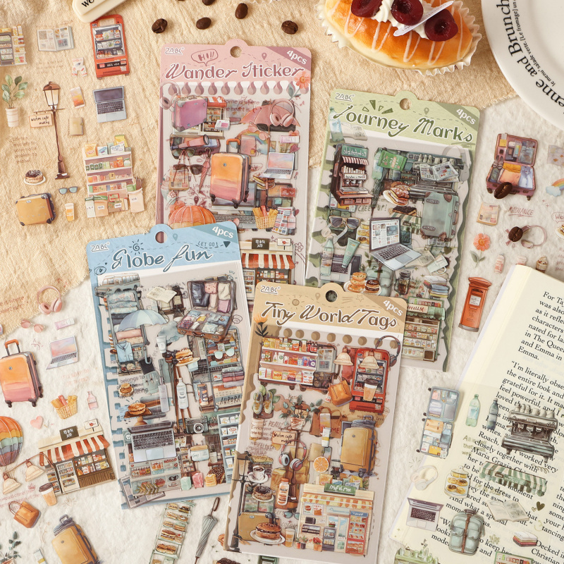 Embellishments For Scrapbooking - 4pcs/pack Vintage Daily Item Label Stickers,