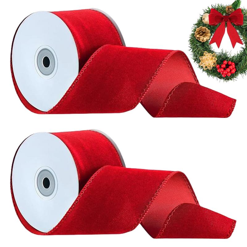 2 Rolls Packaging Wired Velvet - đánh giá và giá Velvet Ribbon Roll