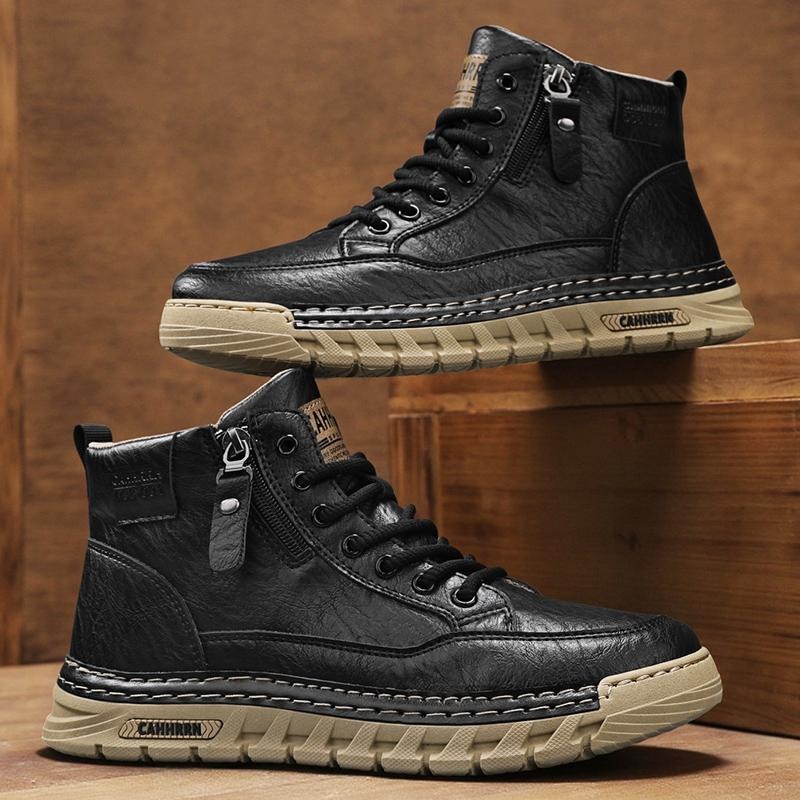 Men Leather High Top Ankle Boo - đánh giá và giá Guipure Lace Panel