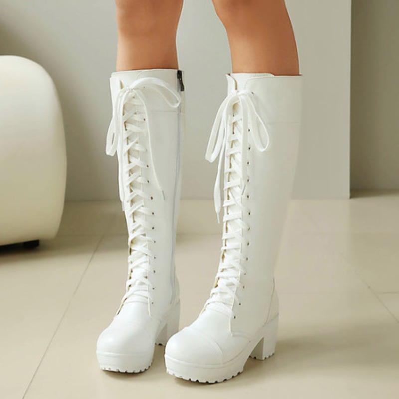 Womens Knee High Lace Up Comba - đánh giá và giá Guipure Lace Panel